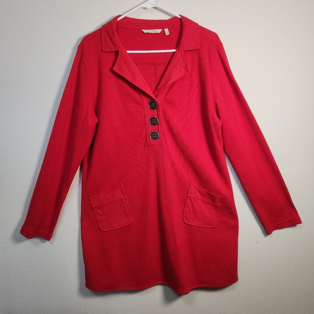 Red Soft Surroundings Take Two Waffle Knit Tunic